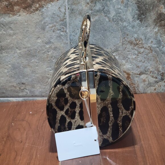 Leopard Print Round Barrel Shoulder Hand Bag - Picture 12 of 15